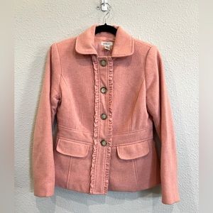 Harold’s Vintage Mohair ruffle pink button blazer size 8 a1013